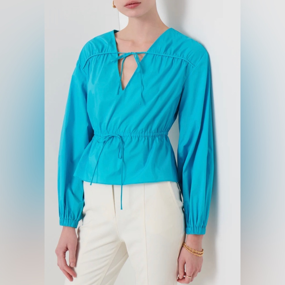 Derek Lam‎ | Breanna Long Sleeve Gathered Top - Picture 2 of 9